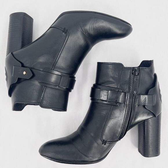 Black Leather Ankle Boots - Picture 2 of 16